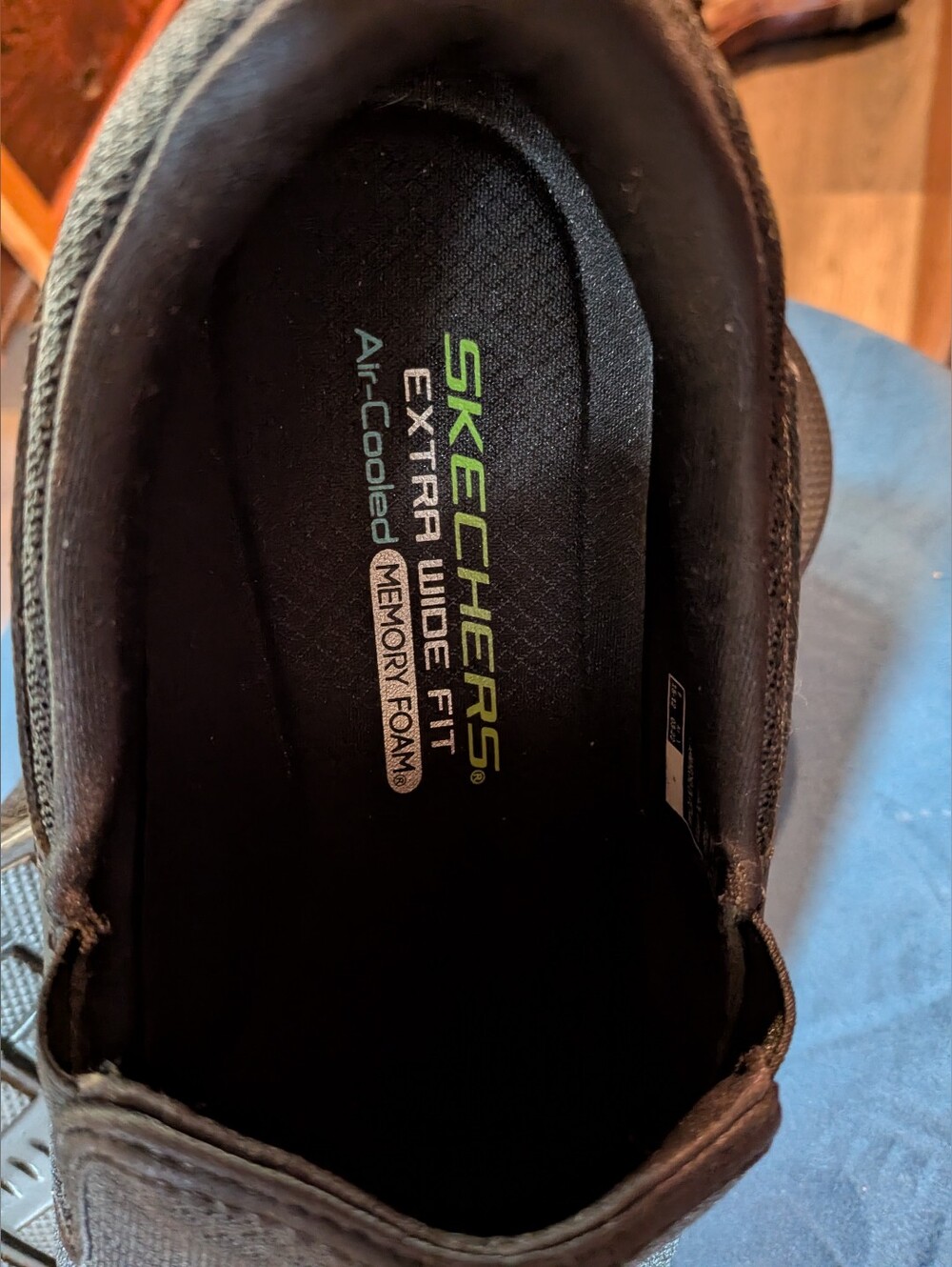 Skechers Mens Extra Wide 9.5/42.5 Black Slip-On Mesh Comfort Memory Foam Loafers - Picture 8 of 11